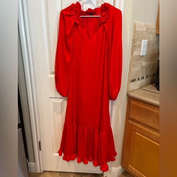 Kobi Halperin Torrence Tiered Midi-Dress Midi Dress Long Balloon Sleeves Ruffles - Picture 13 of 13